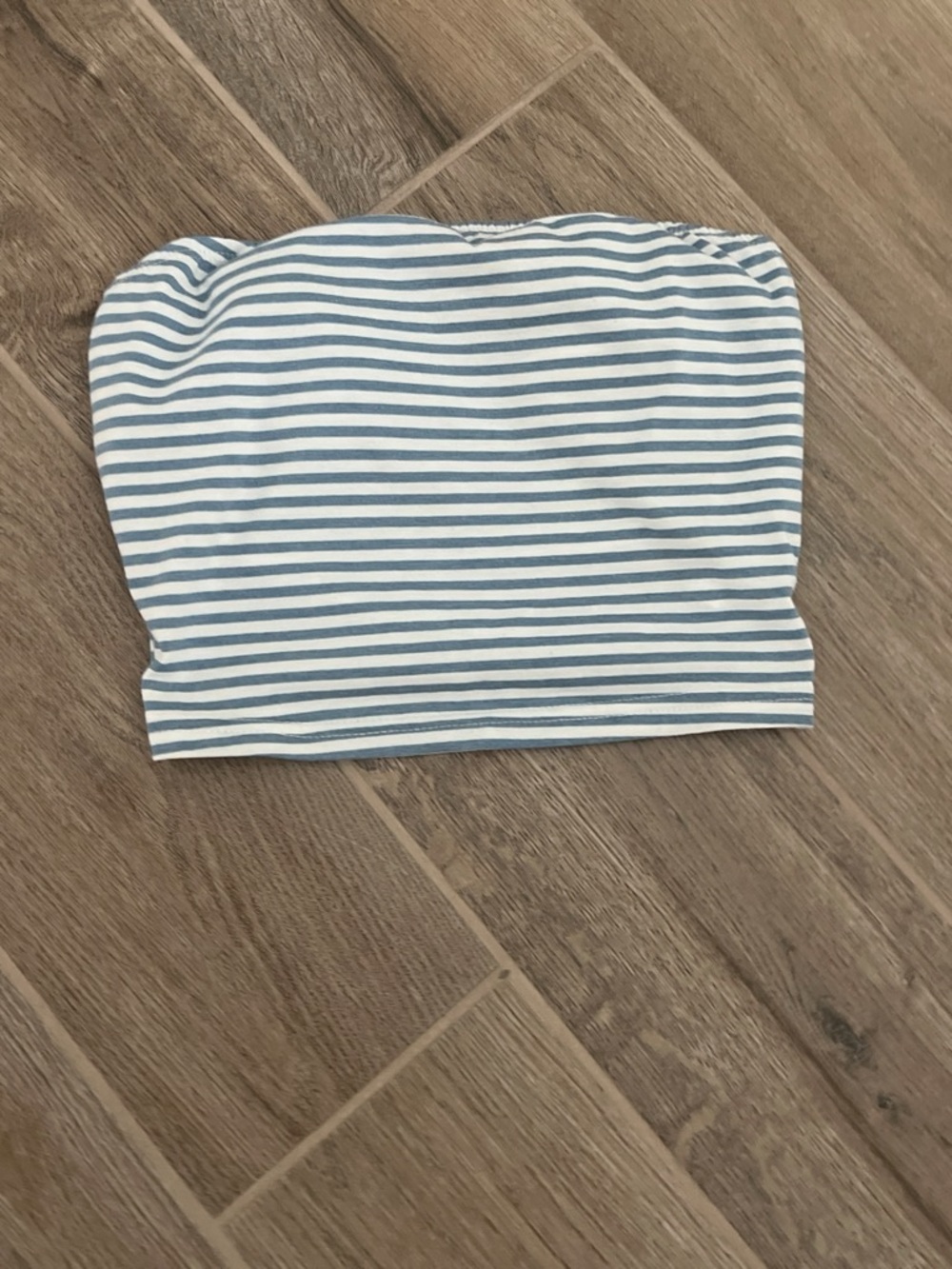 Striped Blue and White  Stretch Tube Top BUILT IN PADDING